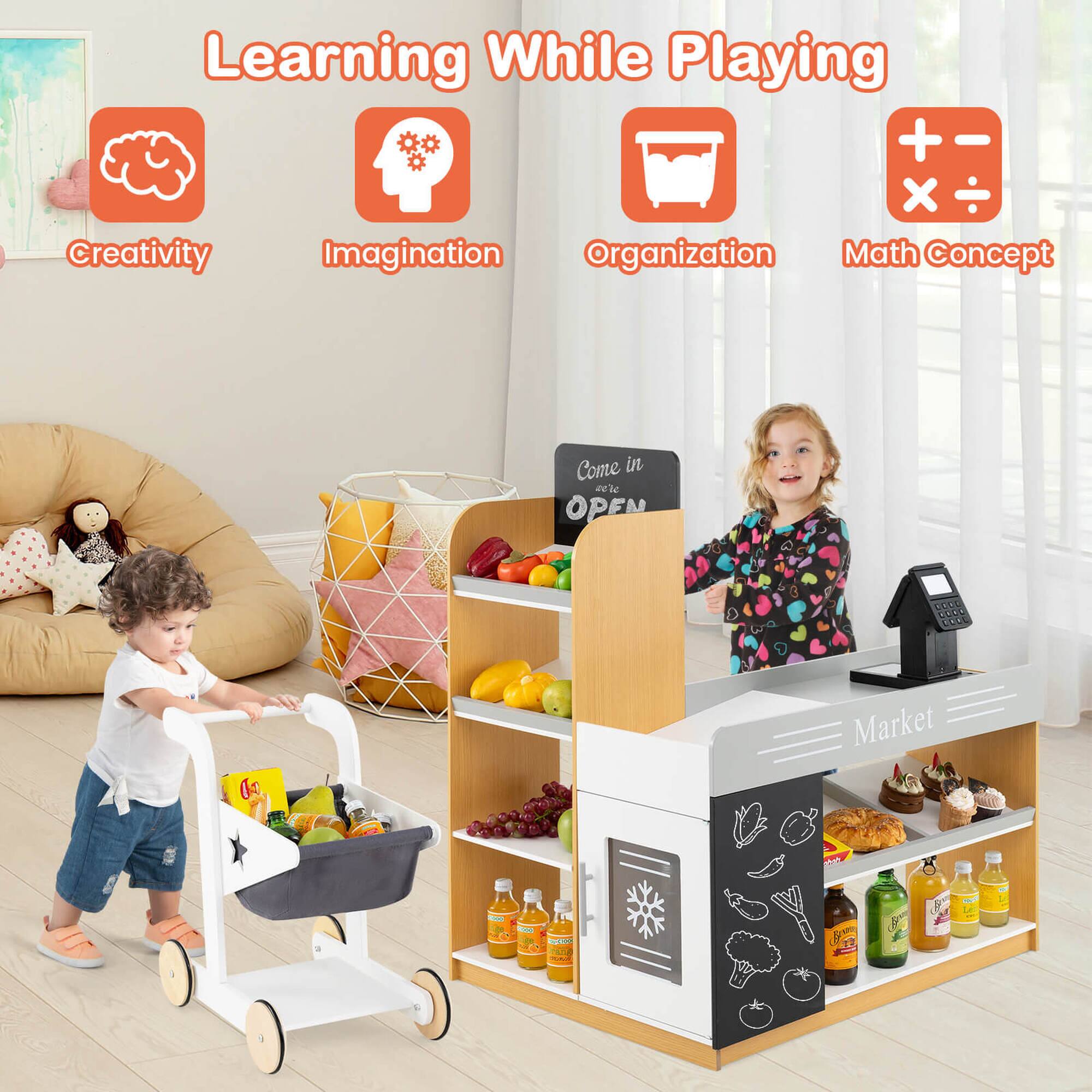 Learning While Playing

Creativity  
Imagination  
Organization  
Math Concept  

Come in  
OPEN  

Market