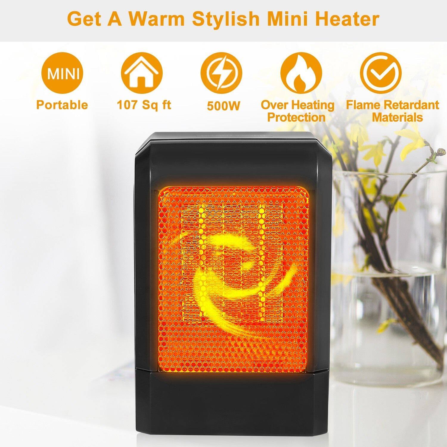 Get A Warm Stylish Mini Heater

- MINI
- Portable
- 107 Sq ft
- 500W
- Over Heating Protection
- Flame Retardant Materials