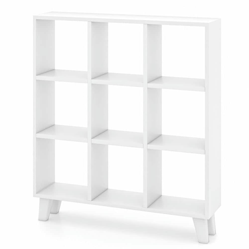 Pefilos - 9-Cube Bookcase with 6 Removable Shelves and Raised Support Feet- High Bookshelf - White