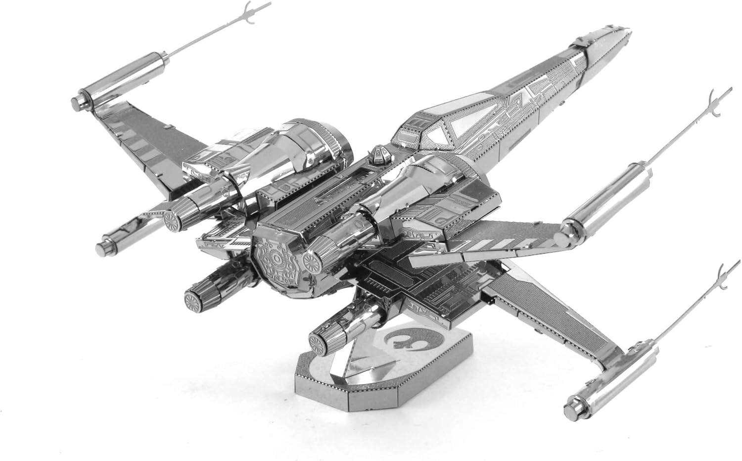 Alt View 1. Metal Earth - Metal Earth Star Wars Force Awakens Poe Dameron's X-Wing Fighter 3D Metal Model Kit Fascinations - Silver.