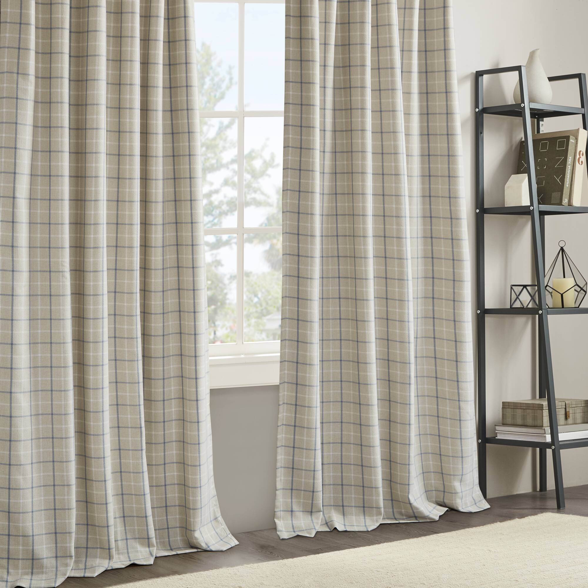 Alt View 5. BreeBe - 1PC 50x108' Plaid Rod Pocket and Back Tab Curtain Panel with Fleece Lining - Multi.