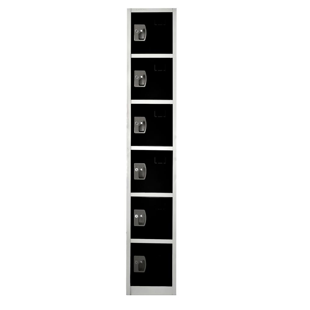 Angle. AdirOffice - Storage Locker 629-Series 72" H 6-Tier Steel Key Lock 6-Shelf Locker with Key Lock - Black.