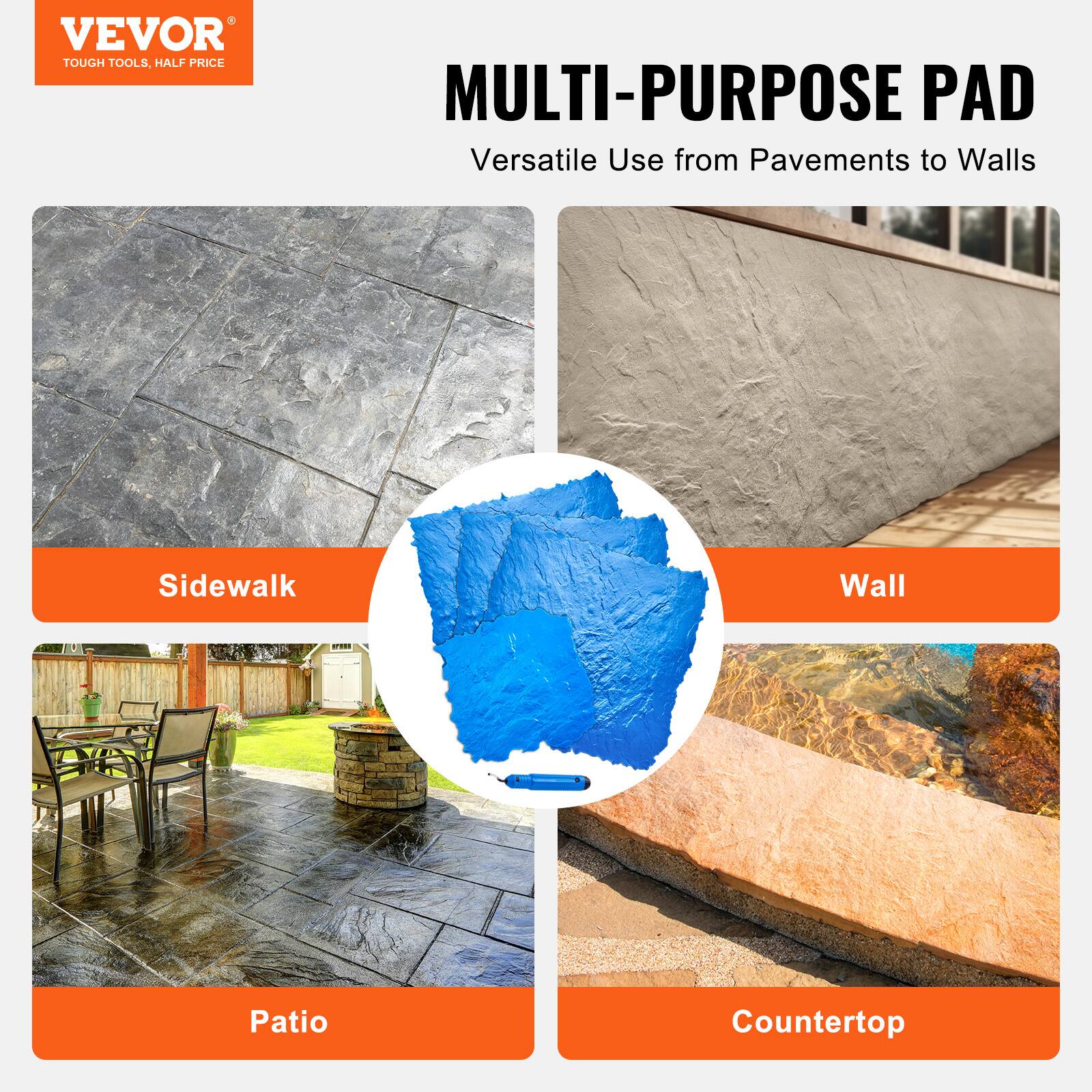 VEVOR  
TOUGH TOOLS, HALF PRICE

MULTI-PURPOSE PAD  
Versatile Use from Pavements to Walls

- Sidewalk
- Wall
- Patio
- Countertop