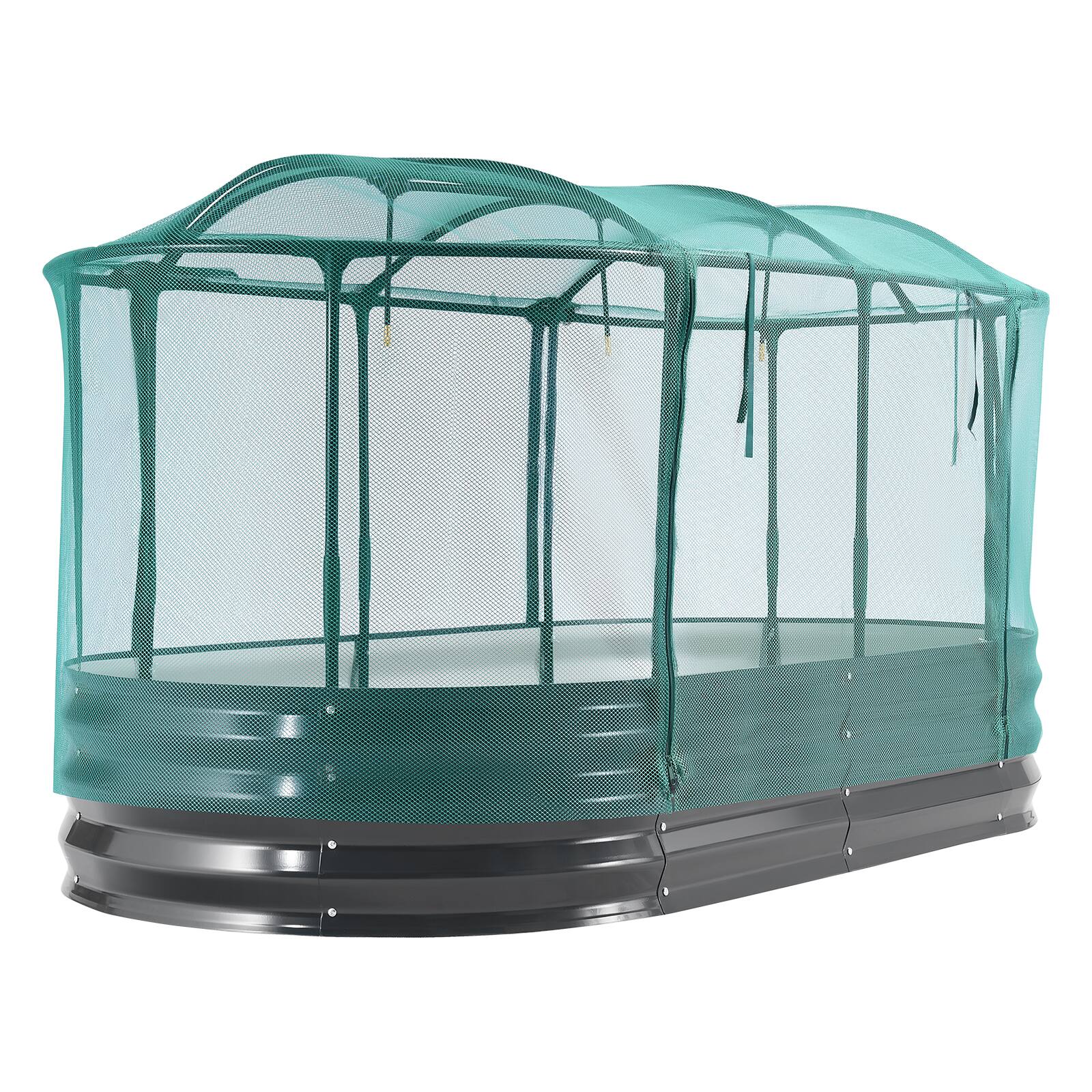 Alt View 5. VEVOR - Galvanized Raised Garden Bed, 6 x 3 x 1 ft, with Self Watering System and Mesh Cover, Oval Metal Planter Box Kit Outdoor - Dark Gray.