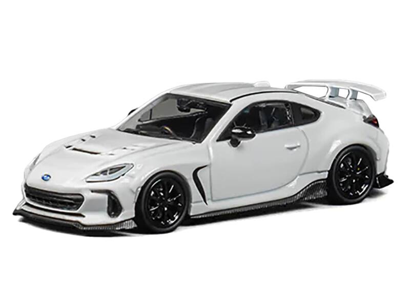 Angle. CM Models - Subaru BRZ "Varis Arising-1" RHD (Right Hand Drive) White with Extra Wheels 1/64 Diecast Model Car by CM Model - White .