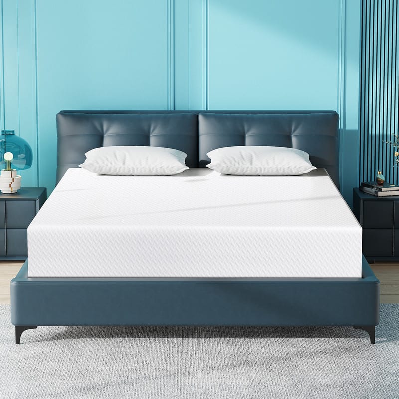 Vipbear - 8 " Queen Size Extra Firm Memory Foam Mattresses with Tencel Cover, Premier Cooling Green Tea/Gel Bed Mattresses - White