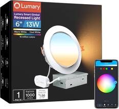Lumary Smart Gimbal Recessed Light 6" 13W Warm White Cool White 16 million colors
1000 lumens
Estimated Energy Cost $1.56 per year
PACK