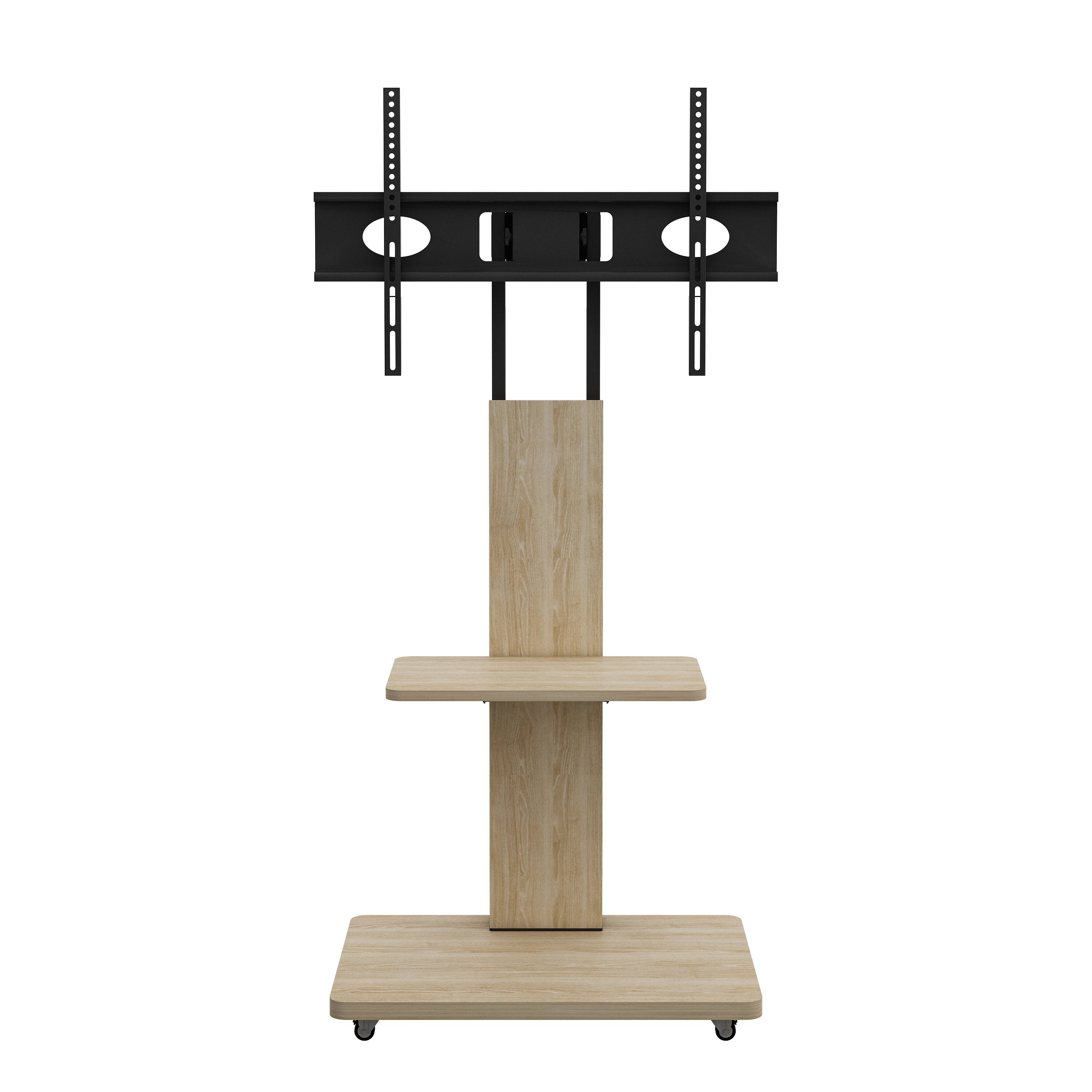 Alt View 7. Z-Edge - Rolling TV Stand with Shelf Storage for 32-75 Inch TVs, Height Adjustable Mobile TV Cart for Living Room, Offices - Natural.