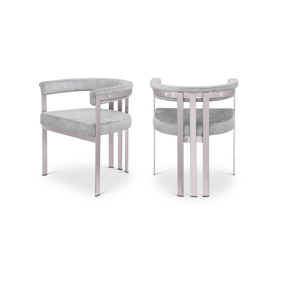 Meridian Furniture - Marcello Grey Velvet Dining Chair, Set of 2 - Gray