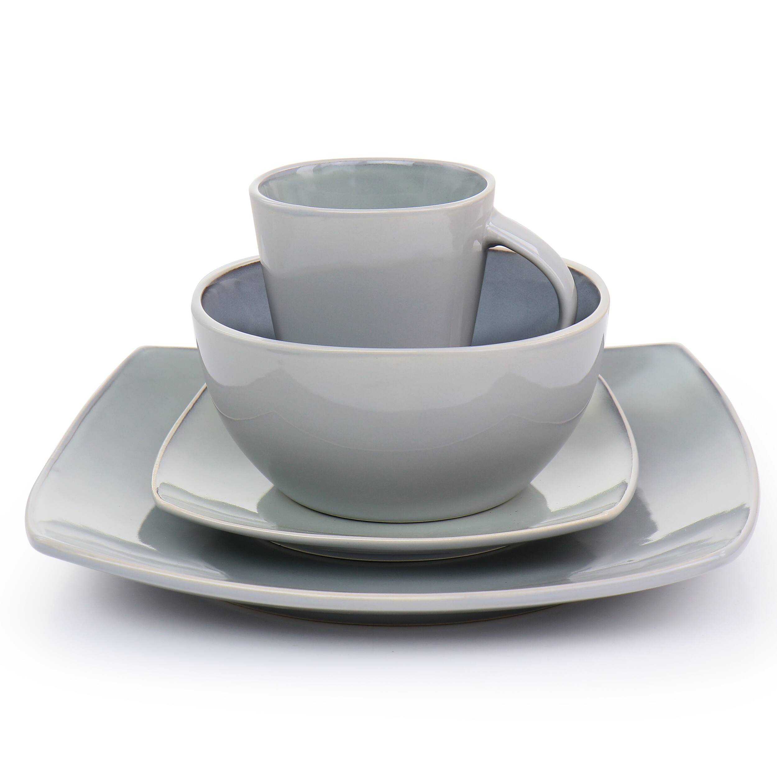 Alt View 1. Gibson - Gibson Elite Soho Lounge 16 Piece Stoneware Dinnerware Set in Light Grey - Light Gray.