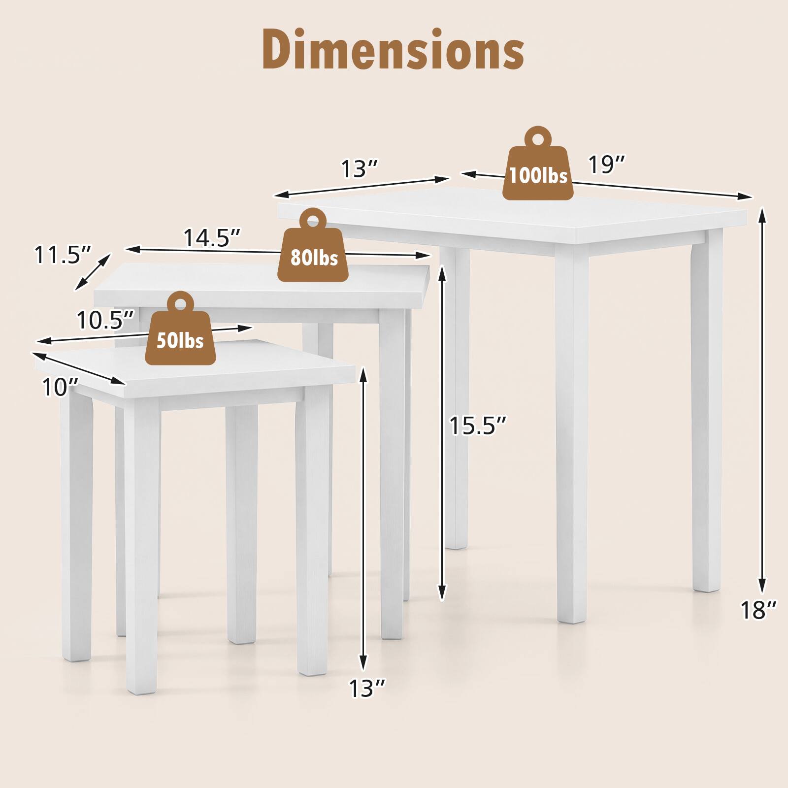 Dimensions: 13" x 19" (100lbs), 11.5" x 14.5" (80lbs), 10.5" x 15.5" (50lbs), 10" x 18"