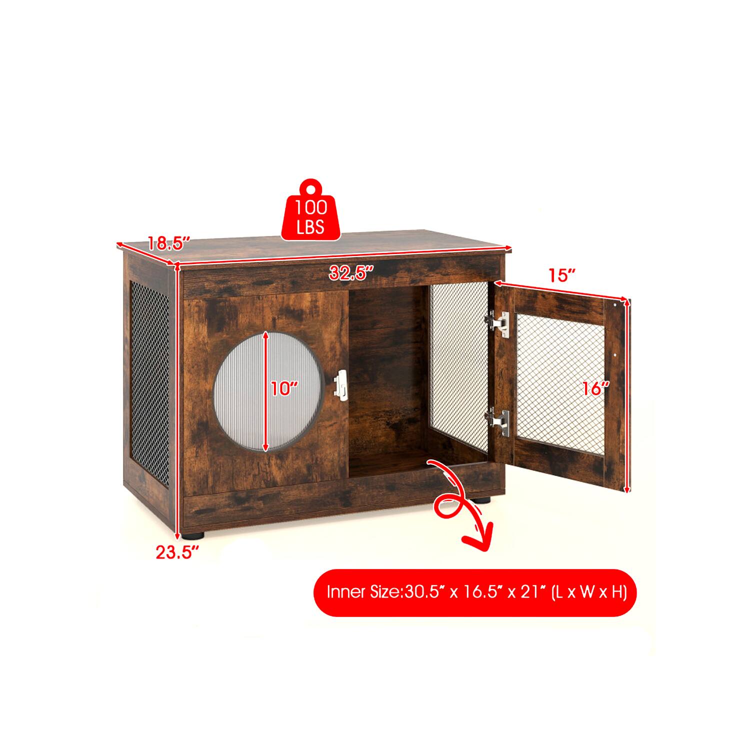 18.5" 100 LBS 32.5" 15" 10" 1 A 16" 23.5" Inner Size: 30.5" X 16.5" X 21" (LxWxH)