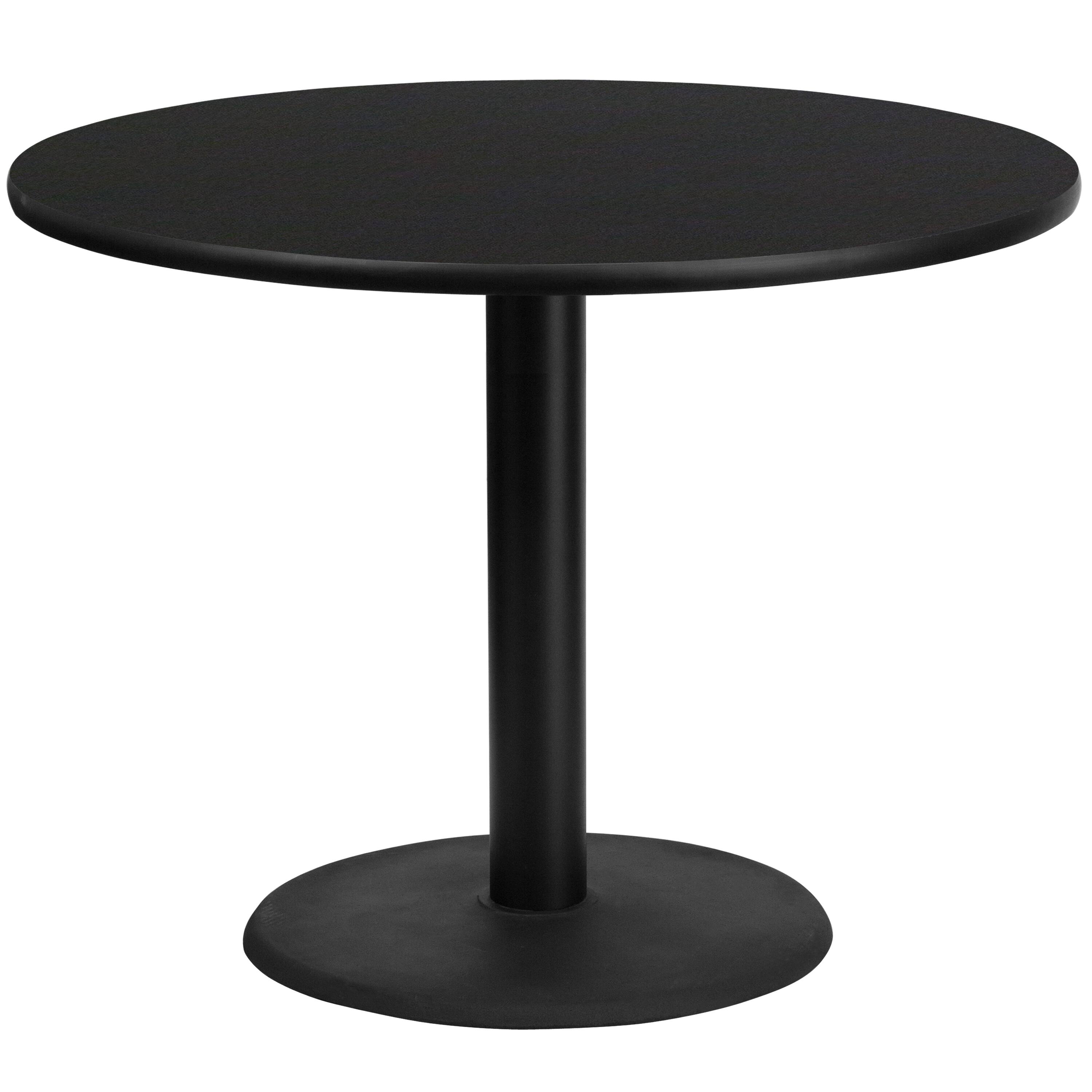 Alt View 3. Emma + Oliver - 42" Round Laminate Table Top with 24" Round Table Height Base - Black.