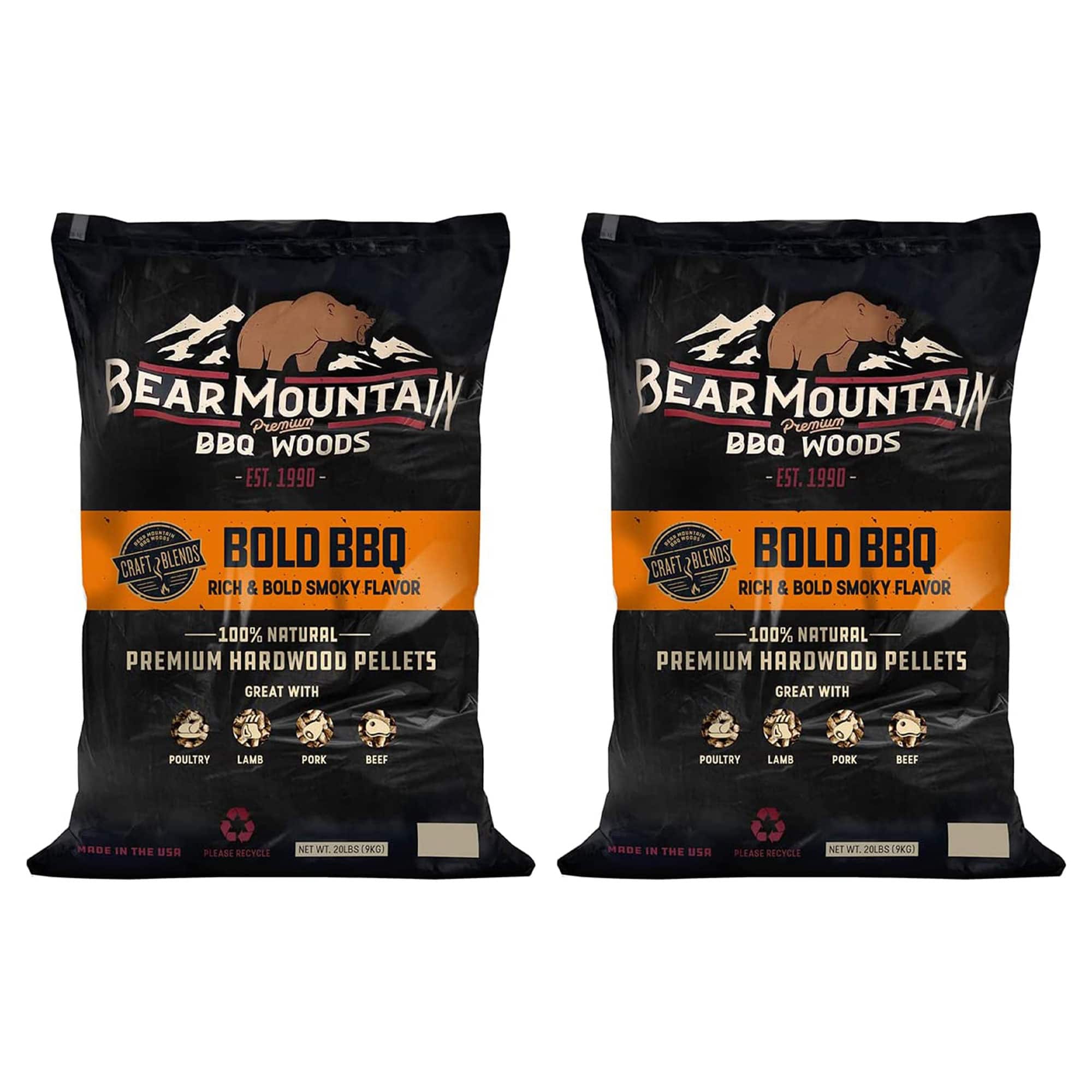 Bear Mountain BBQ - Hardwood Bold Craft Blends Smoker Pellets, 20 Pounds (2 Pack) price history on PriceWatchPro