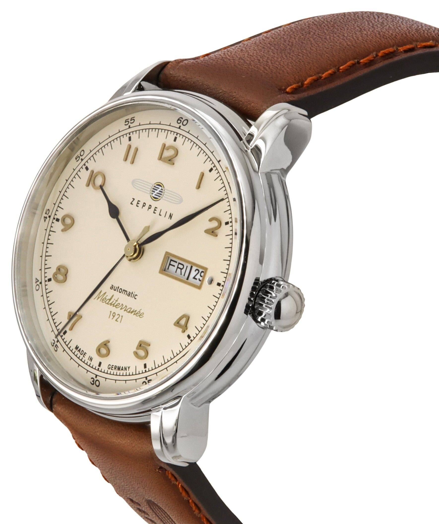ZEPPELIN

automatic
Mediterranee
1921

FRI 29

MADE IN GERMANY