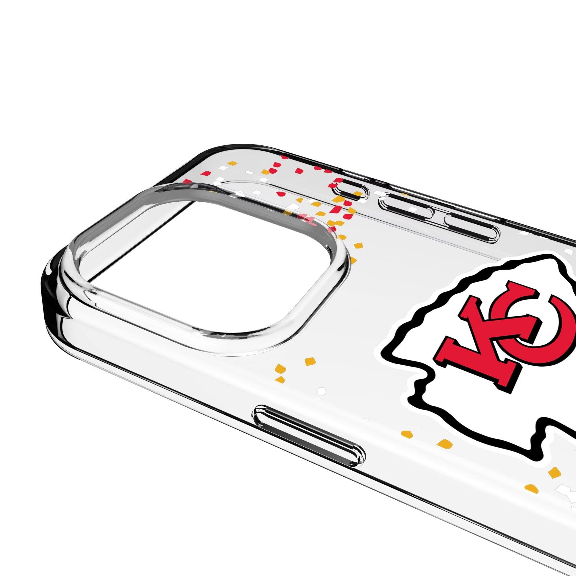 Alt View 2. Keyscaper - Kansas City Chiefs iPhone Clear Case with Confetti Design - 15 Plus - Multicolor.