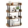 Costway - 1 PCS 4-Tier Bookshelf with Anti-Tipping Kit Industrial Storage Unit for Living Room - Rustic Brown,Black