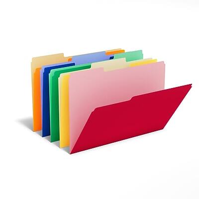 Alt View 2. Staples - Staples File Folders, 1/3-Cut Tab, Letter Size, Assorted, 100/Pack (ST22953-CC) - Assorted Colors.