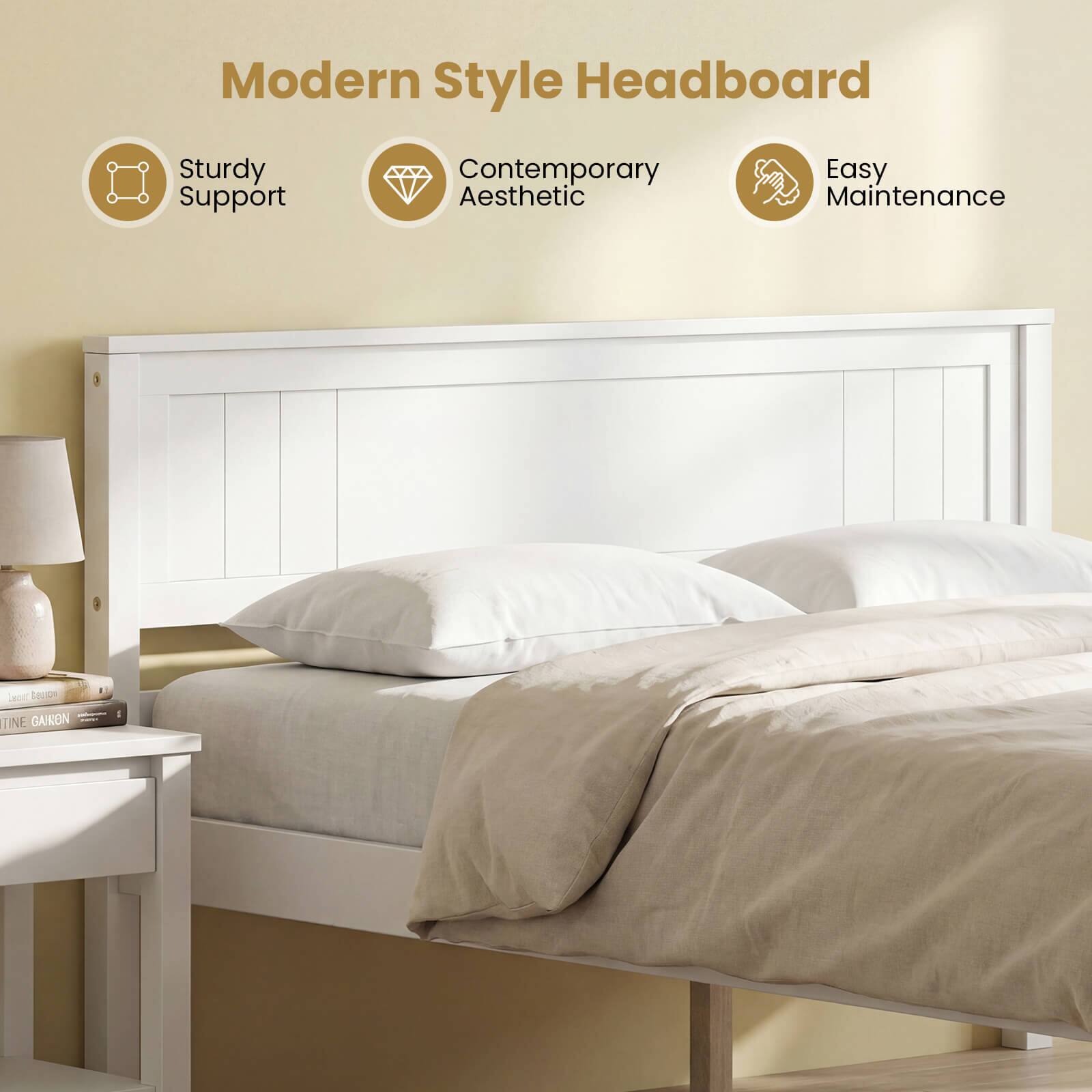 Modern Style Headboard  
Sturdy Support  
Contemporary Aesthetic  
Easy Maintenance