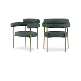 Meridian Furniture - Blake Boucle Fabric Dining Chair, Set of 2 - Green