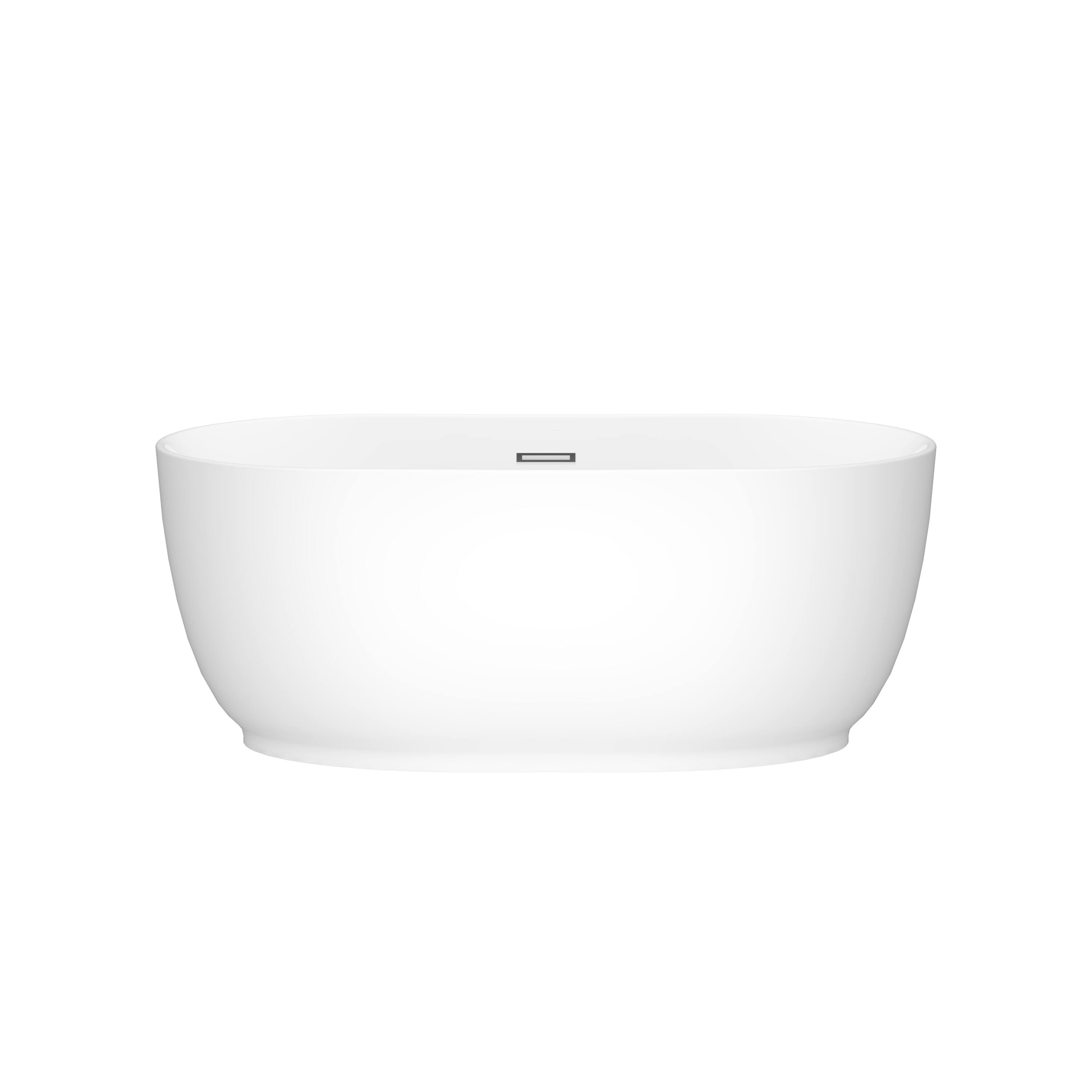 Alt View 7. WELLFOR - Lyra 59 in. x 31.5 in. Pure Virgin Acrylic Oval Freestanding Soaking Bathtub with Drain and Overflow - White.