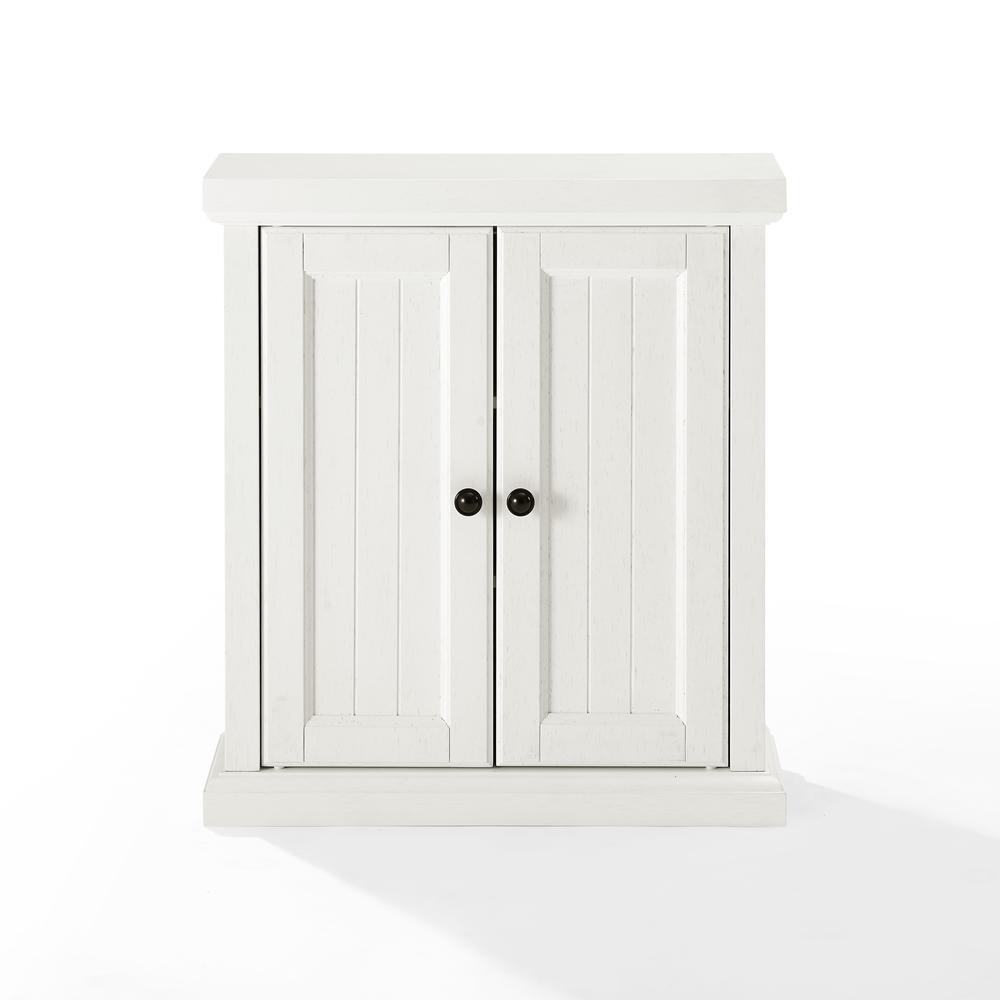 Angle. Crosley Furniture - Seaside Wall Mounted Storage Cabinet - Distressed White.