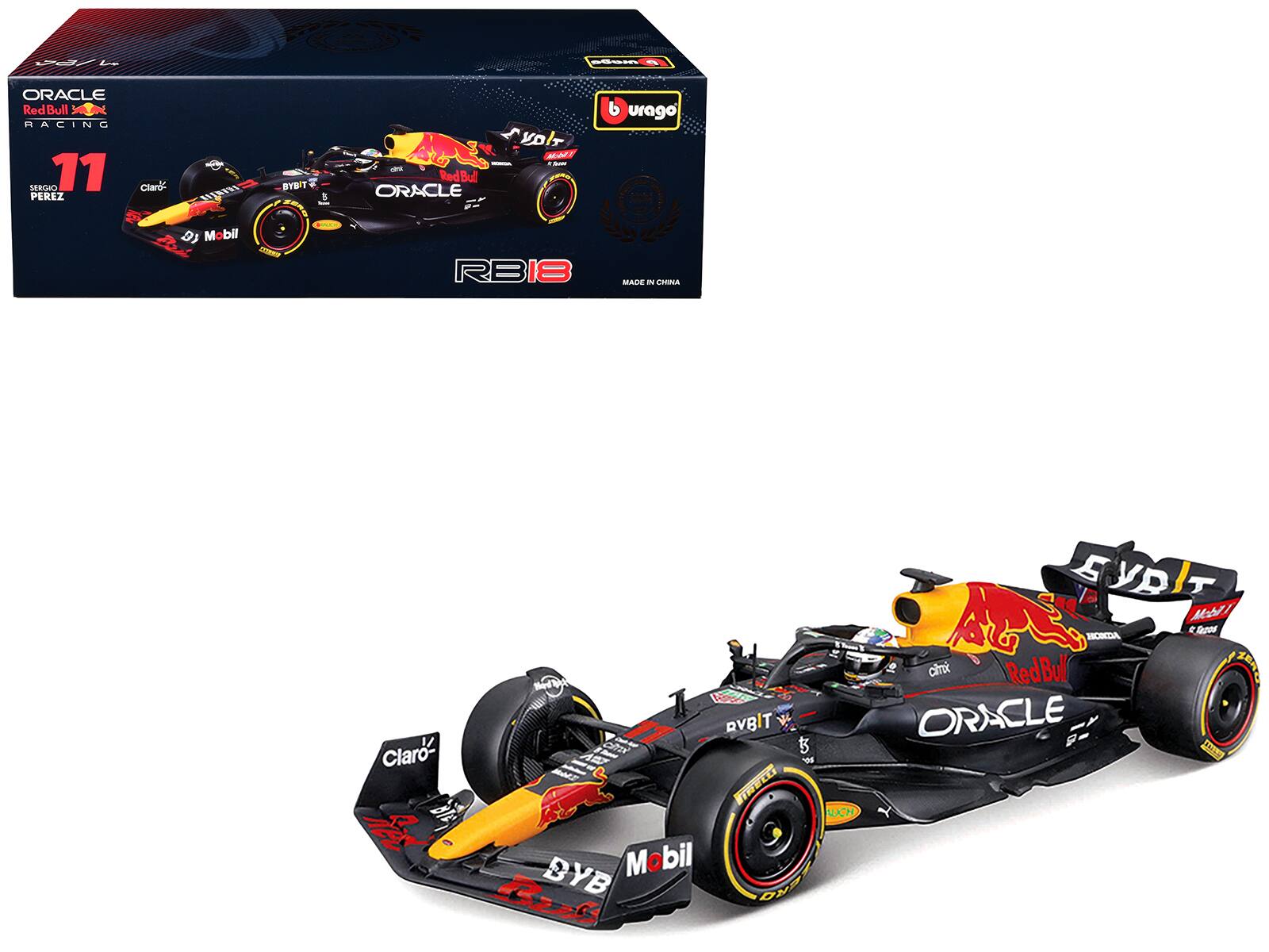 Bburago - Red Bull Racing RB18 #11 Sergio Perez "Oracle" Winner Formula One F1 "Constructor's Champion" (2022) 1/24 Diecast - Black