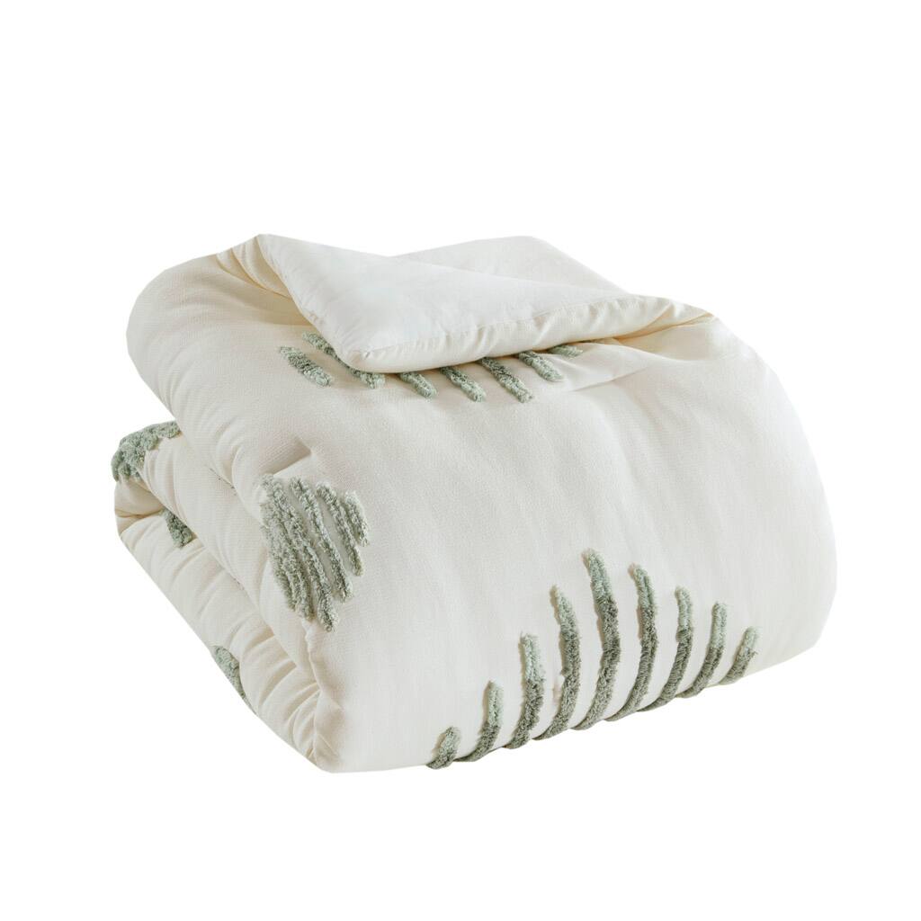 Alt View 3. Gracie Mills - Gracie Mills Mitch Modern Chenille Textured Comforter Set - Green/Ivory.
