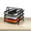 Angle. Mind Reader - Mesh Monitor Stand and 3 Tier Paper Organizer - Black.