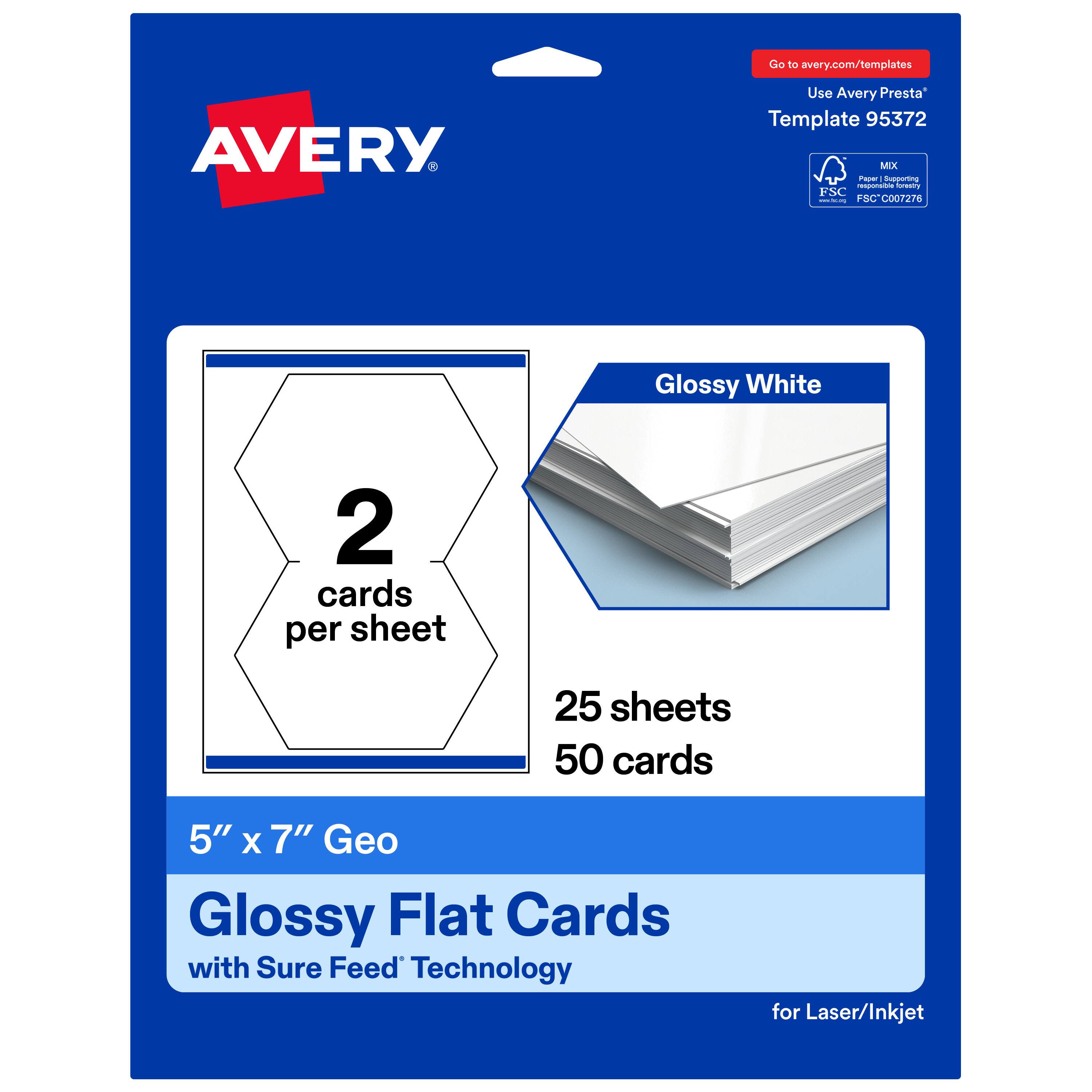Avery - Geo Flat Cards, 5" x 7", Glossy 50 Total - White