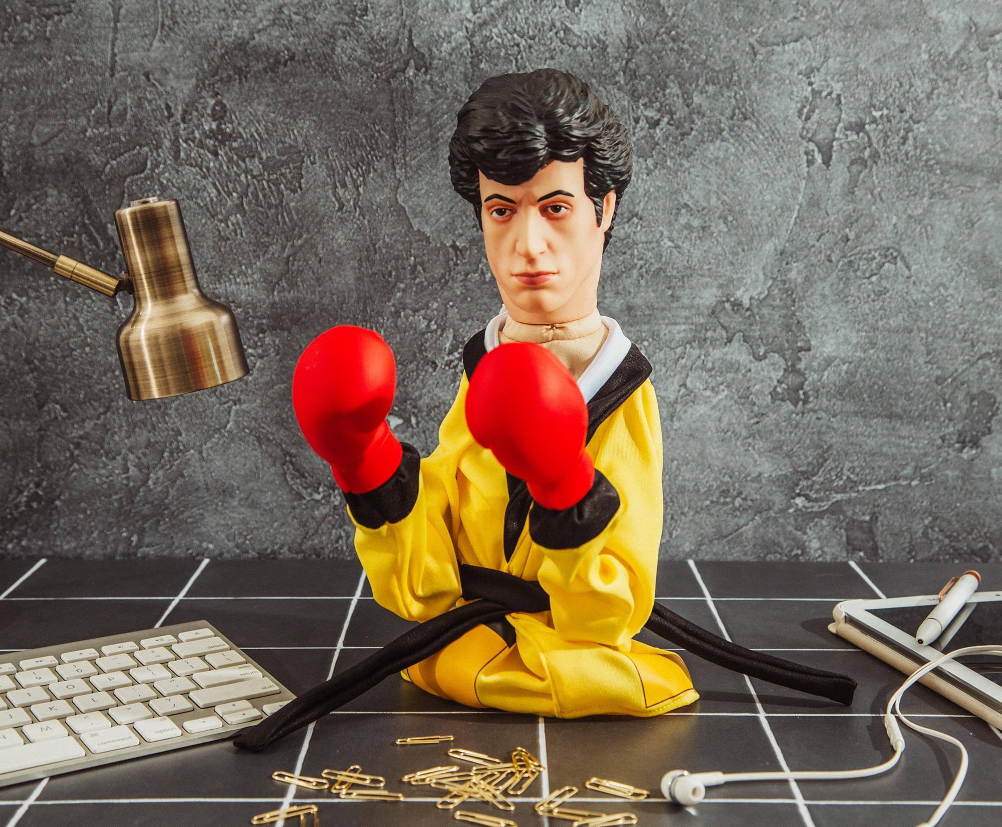 Alt View 3. Toynk - Rocky Reachers Rocky Balboa 13-Inch Boxing Puppet Toy | Toynk Exclusive - Yellow.