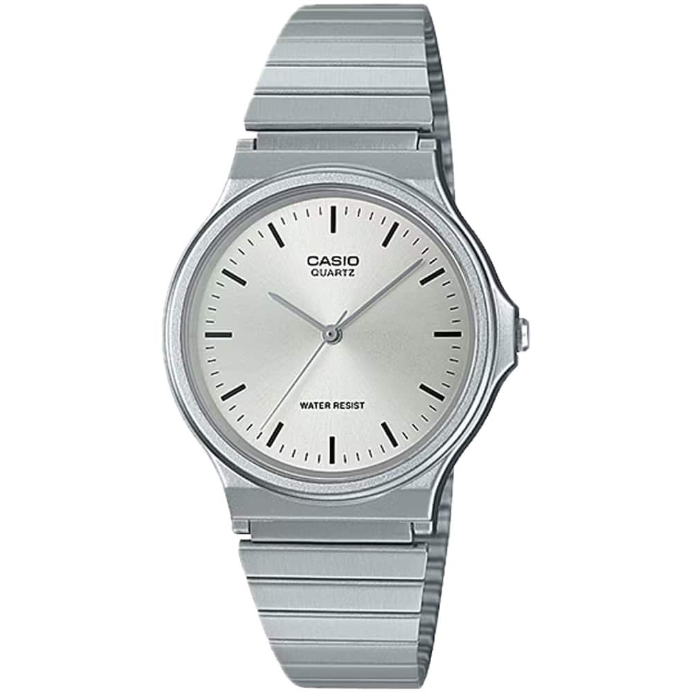 Casio - Men's Stainless Steel Analog Watch with White Dial - MQ-24D-7ECF - Silver