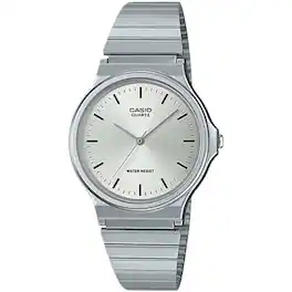 Casio - Men's Stainless Steel Analog Watch with White Dial - MQ-24D-7ECF - Silver
