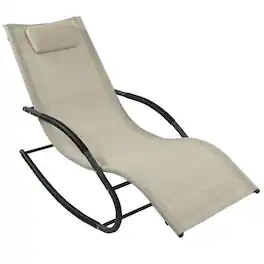 Hivvago - Modern Rocking Chaise Lounger Patio Lounge Chair with Pillow - Beige
