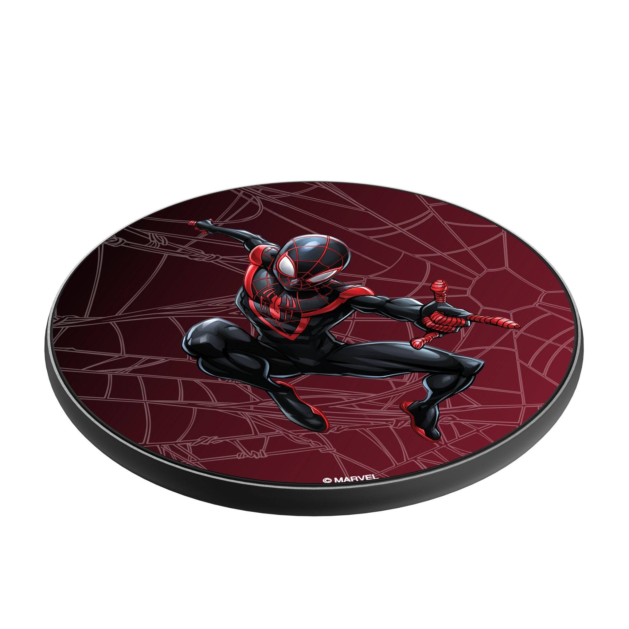 Angle. Keyscaper - Marvel MechLine 15-Watt Wireless Charger - Miles Morales.