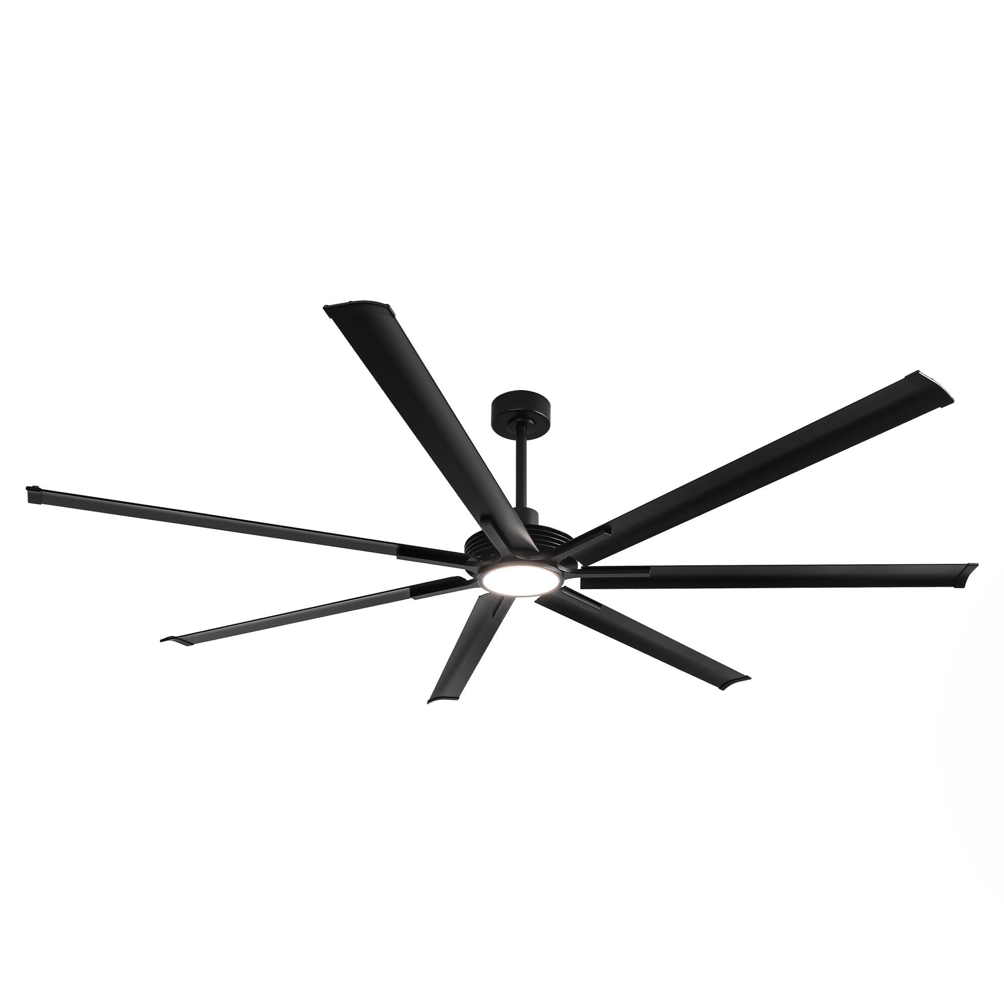 Alt View 8. Parrot Uncle - 100-inch Indoor/Outdoor Industrial Integrated LED Large Ceiling Fan with Light and 7 Aluminum Blades - Black.