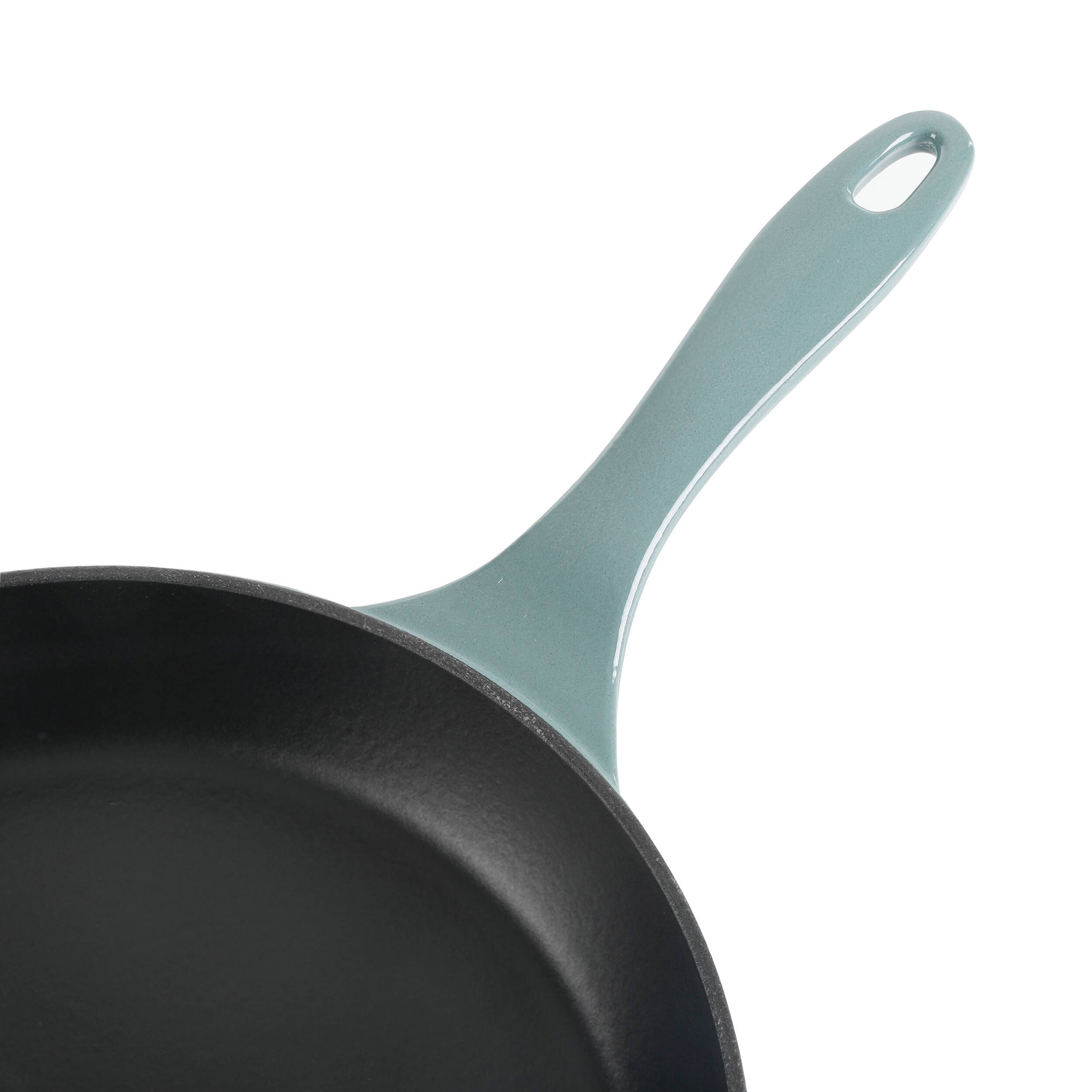 Alt View 3. Gibson - Cravings By Chrissy Teigen 11 Inch Round Enameled Cast Iron Skillet in Ombre Green - Green.