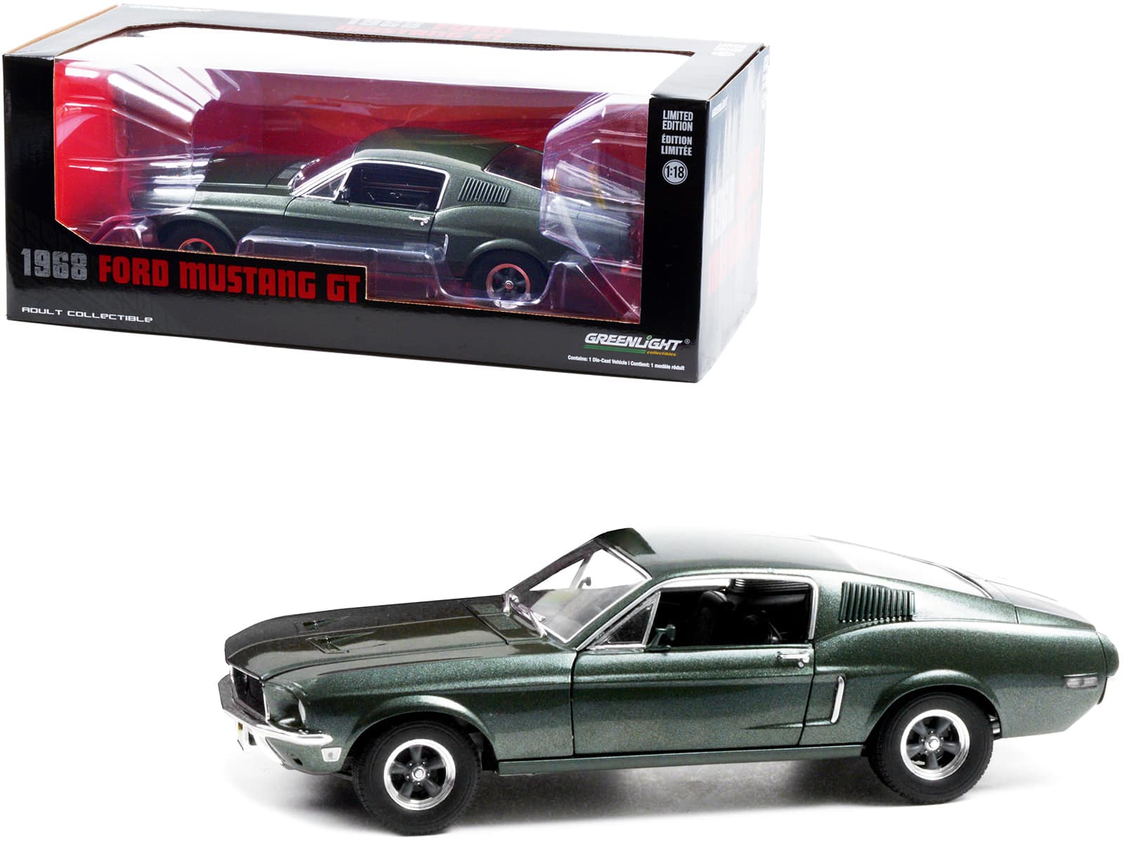 1968 Ford Mustang GT Fastback Highland Green Metallic 1/18 Diecast Model Car by Greenlight price history on PriceWatchPro