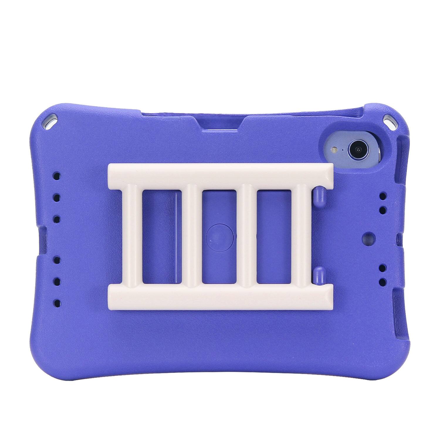 Back. Dteck - for Apple iPad mini (A17 Pro) 2024/iPad mini 6th Gen 8.3-inch 2021 Rugged Case,Shockproof TPU Cover with Rotating Stand - Purple.