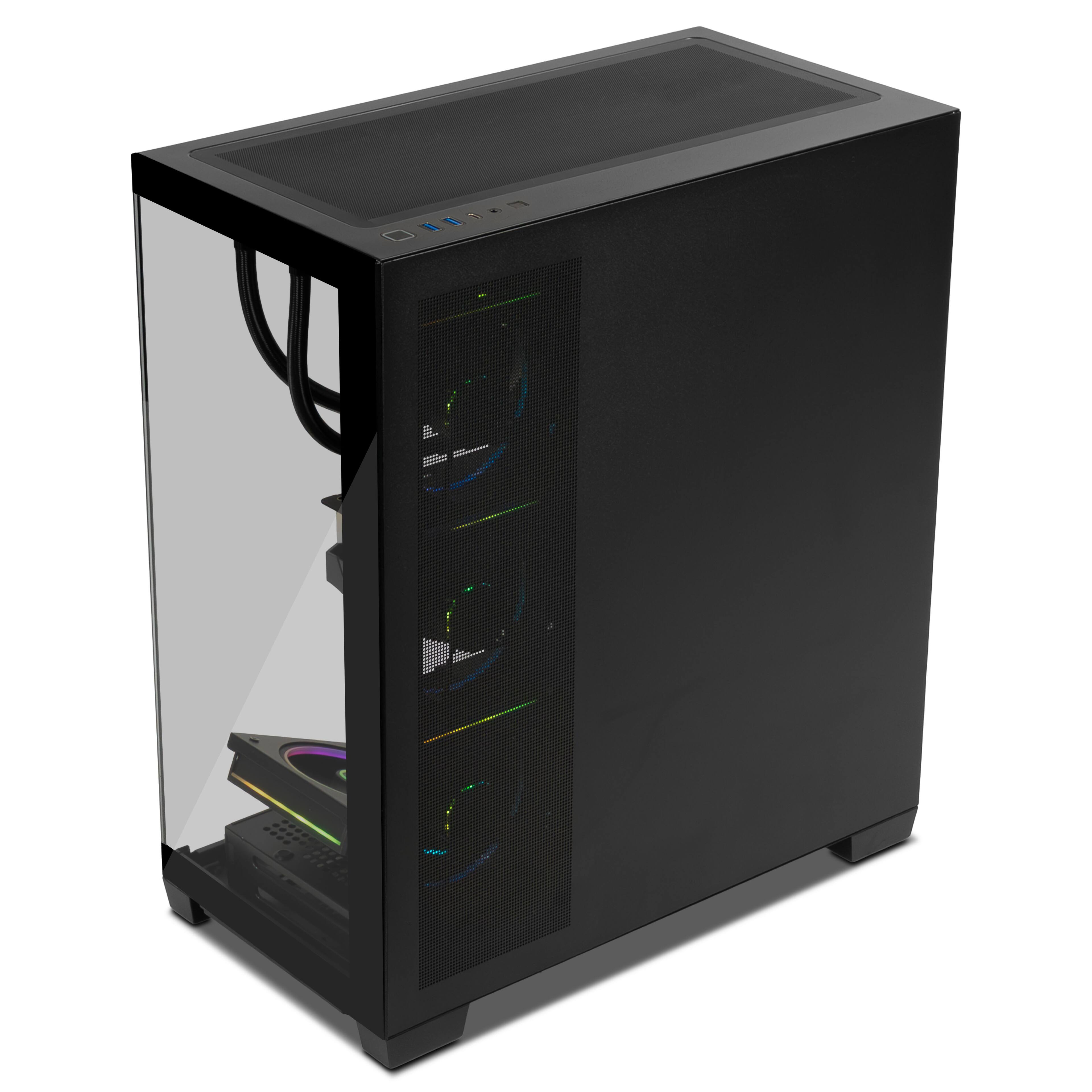 Alt View 4. YEYIAN - YEYIAN Gaming PC. AMD Ryzen 7 7800X3D, NVIDIA RTX 5070, 360mm AIO,  2TB NVMe, 32GB RAM, 850W. Model YPA-AX780DC-5701U - Black.