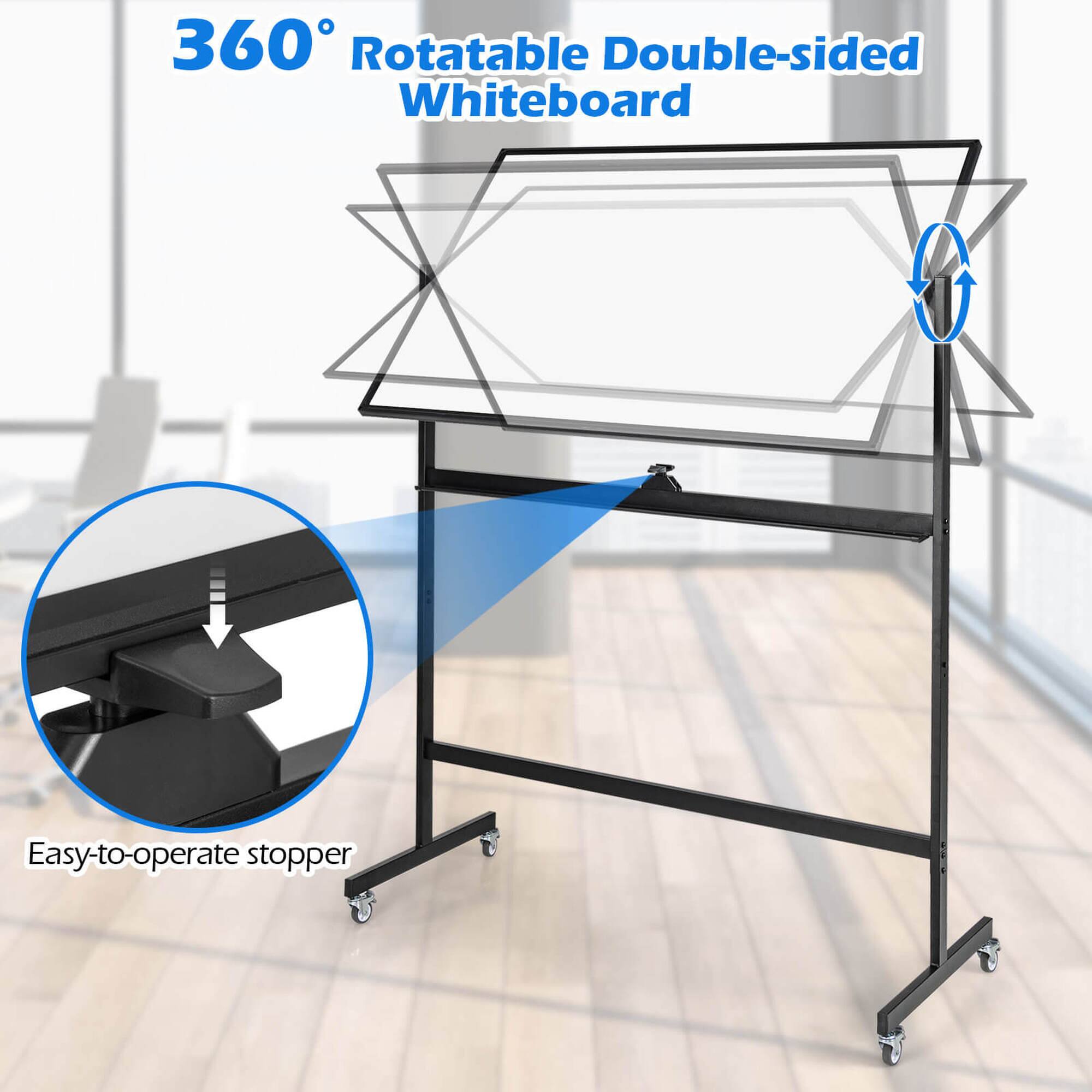 360 Rotatable Double-sided Whiteboard Easy-to-operate stopper