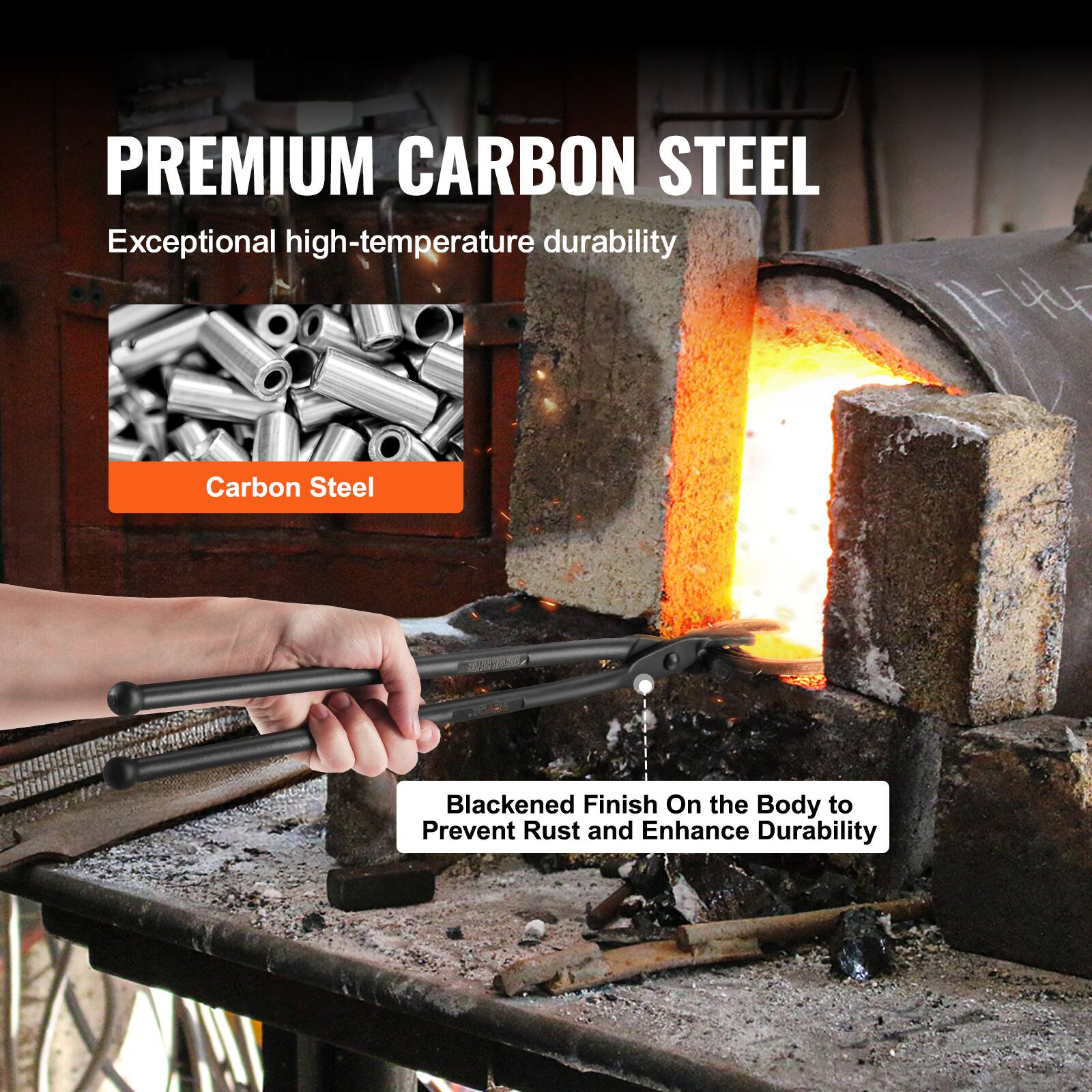 PREMIUM CARBON STEEL

Exceptional high-temperature durability

Carbon Steel

Blackened Finish On the Body to Prevent Rust and Enhance Durability