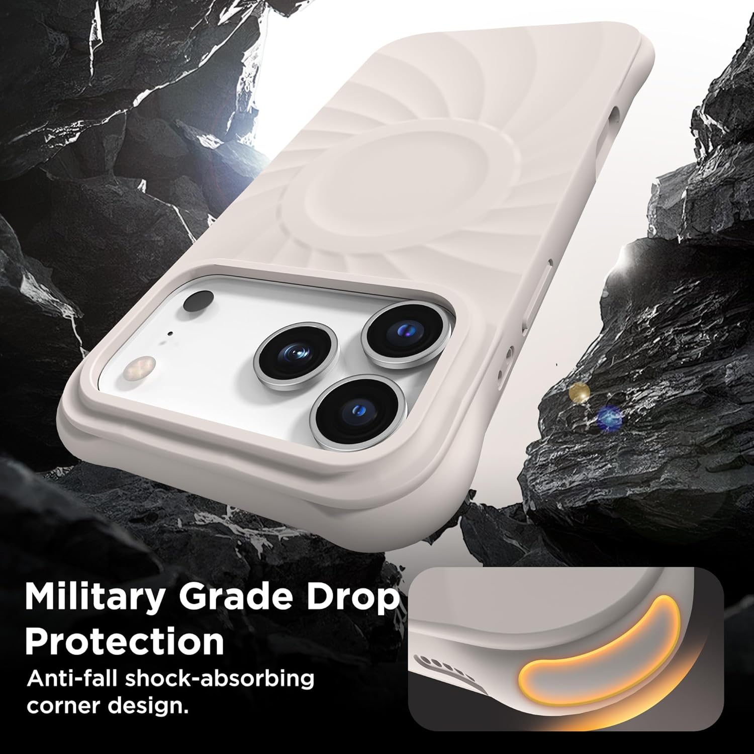Military Grade Drop Protection  
Anti-fall shock-absorbing corner design.
