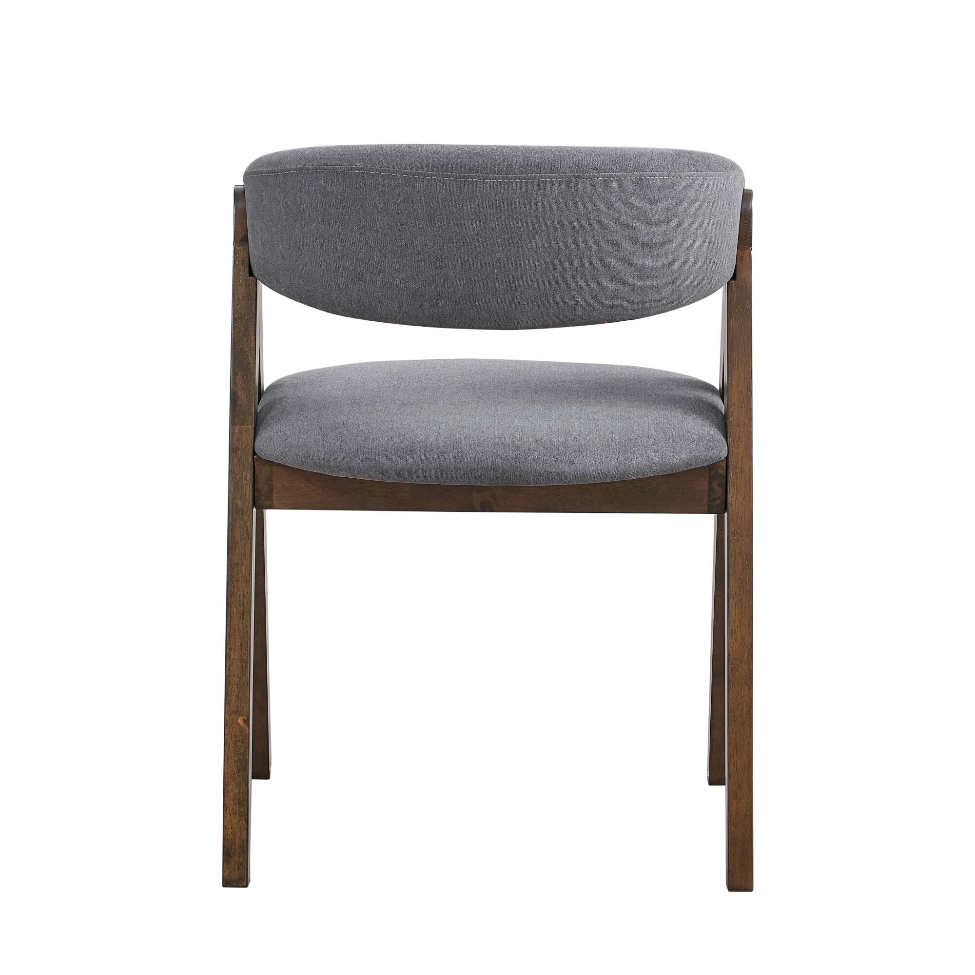 Alt View 1. GOODSILO - Modern Scandinavian Style Fabric Upholstered Side Chair with Walnut Finish Legs, Set of 2 - Gray.