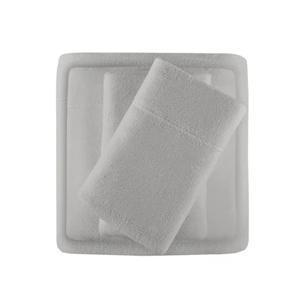 Front. Gracie Mills - Gracie Mills Lenora Microfleece Cozy Sheet Set - Grey.