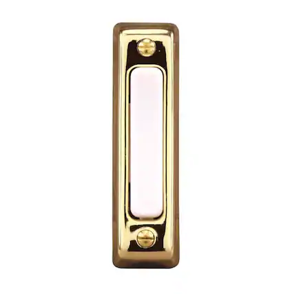 Front. HEATH ZENITH - Heath Zenith Polished Brass Plastic Wired Pushbutton Doorbell.