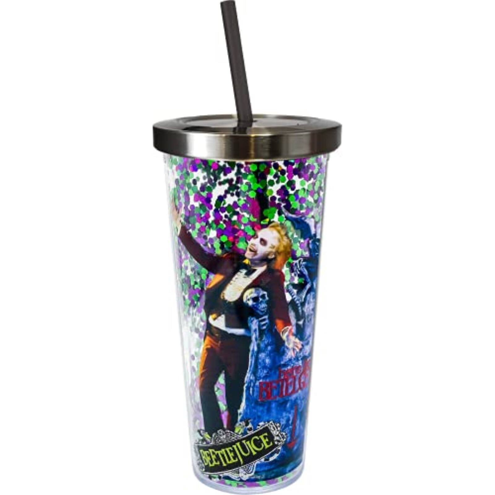 Spoontiques - Beetlejuice Double Walled Insulated Acrylic Tumbler Glitter Cup with Straw 20 ounce - Multicolor price history on PriceWatchPro