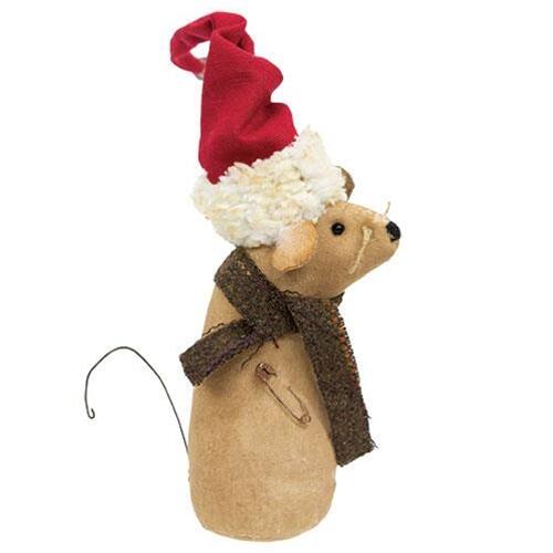 Front. BreeBe - Stuffed Primitive Mouse in Santa Hat - Multicolor.