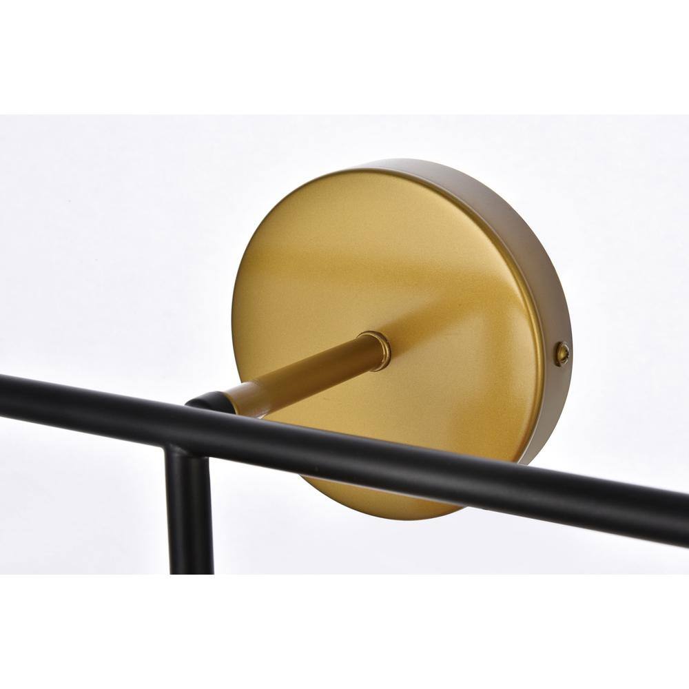 Back. Living District - Hanson 3 lights bath sconce in black with brass with clear shade - Black And Brass And Clear Shade.