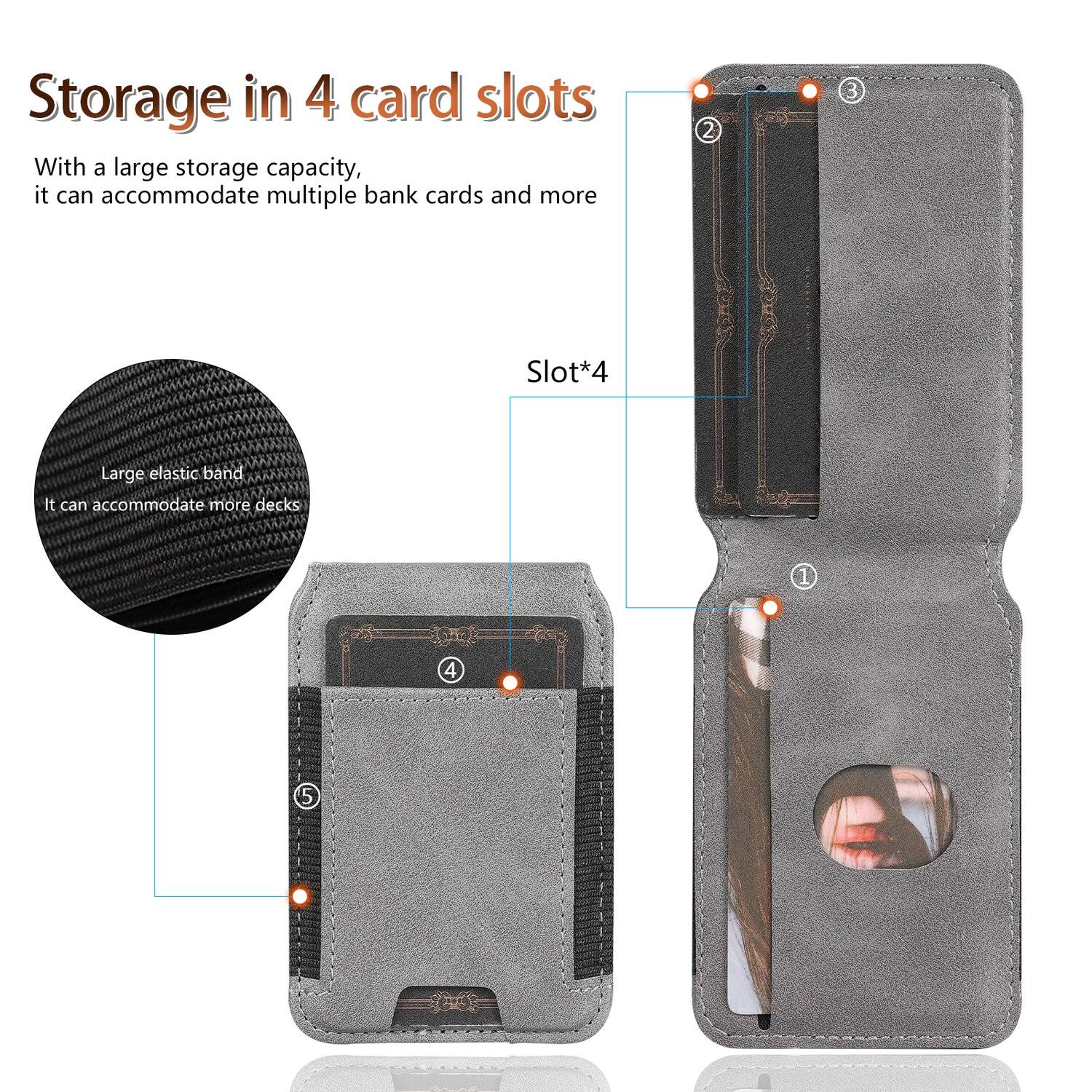 Storage in 4 card slots

With a large storage capacity, it can accommodate multiple bank cards and more

Slot*4

Large elastic band
It can accommodate more decks
